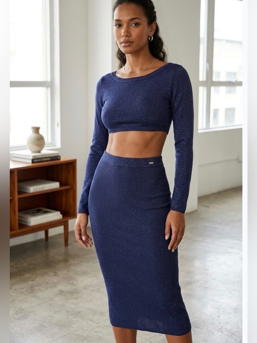 Set extra Long Sleeve purple Crop Top - Women sixe M